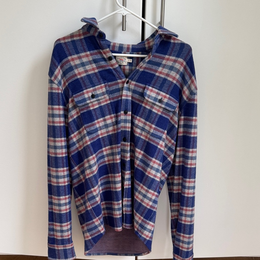 Faherty Navy and Red Plaid Button-Down Shirt - Picture 3 of 4